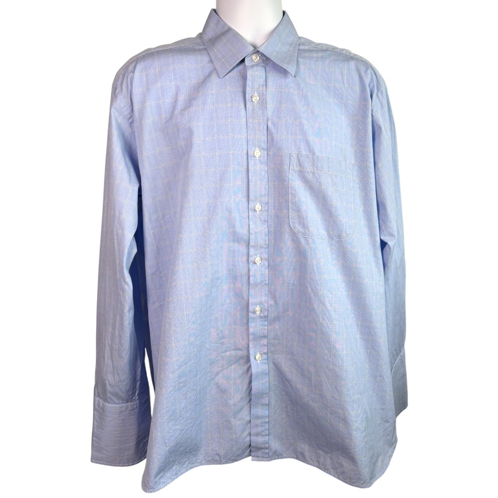 Joseph Turner Mens Tattersall Check French Cuff Pure Cotton Shirt Sz‎ 17 35R